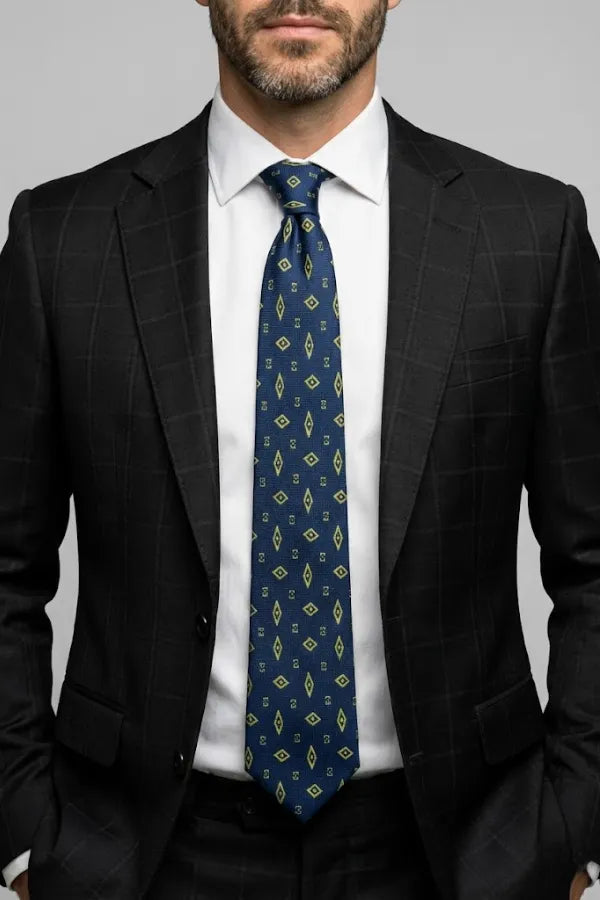 Gravata Masculina Estilo Seda Semi Slim Geométrica