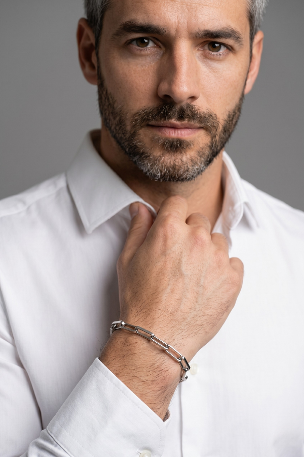 Pulseira Masculina Elos em Aço Inoxidável