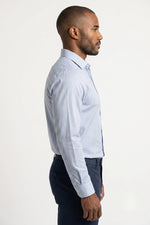 Camisa Social Masculina Tradicional Azul Microtexturizada