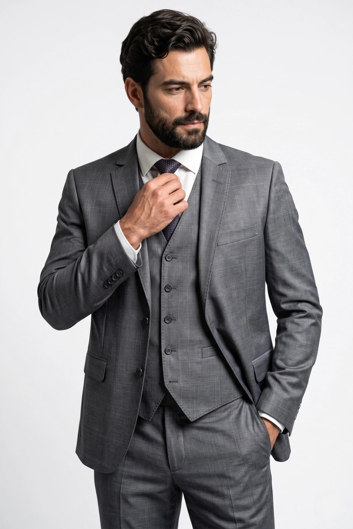 Terno Masculino Poliviscose Slim Príncipe de Gales Vicenza