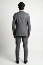 Terno Masculino Poliéster Semi Slim Cinza