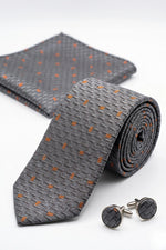 Kit Gravata Semi Slim Geométrica 1800 Fios