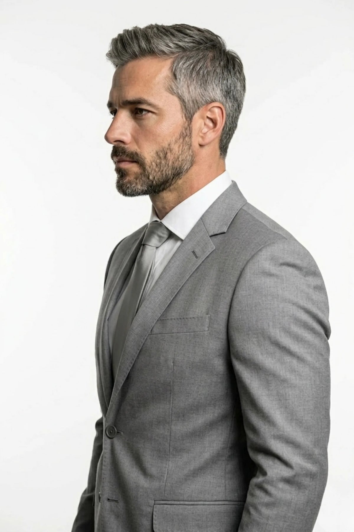 Terno Masculino Poliviscose Semi Slim Cinza Platina