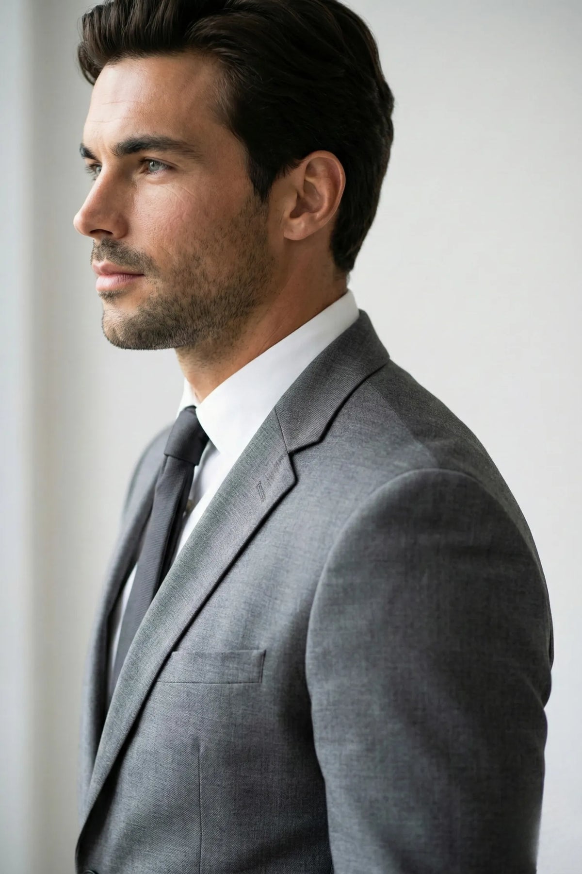 Terno Masculino Poliéster Semi Slim Cinza