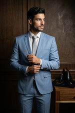 Terno Masculino Poliviscose Semi Slim Azul Claro