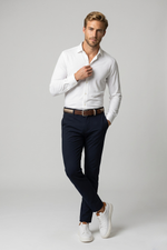 Cinto Masculino Casual Elástico Tricolor em Couro Legítimo