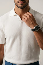 Camisa Polo Masculina Tricot V Textura