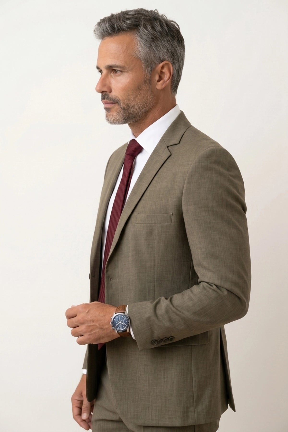 Terno Masculino Melange Semi Slim Cáqui
