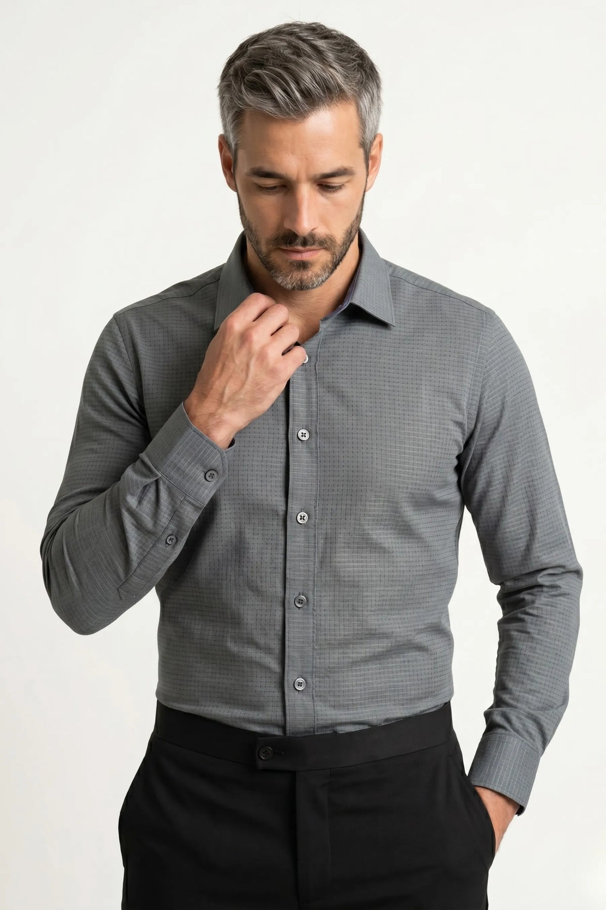 Camisa Social Fibra de Bambu Slim Quadriculada