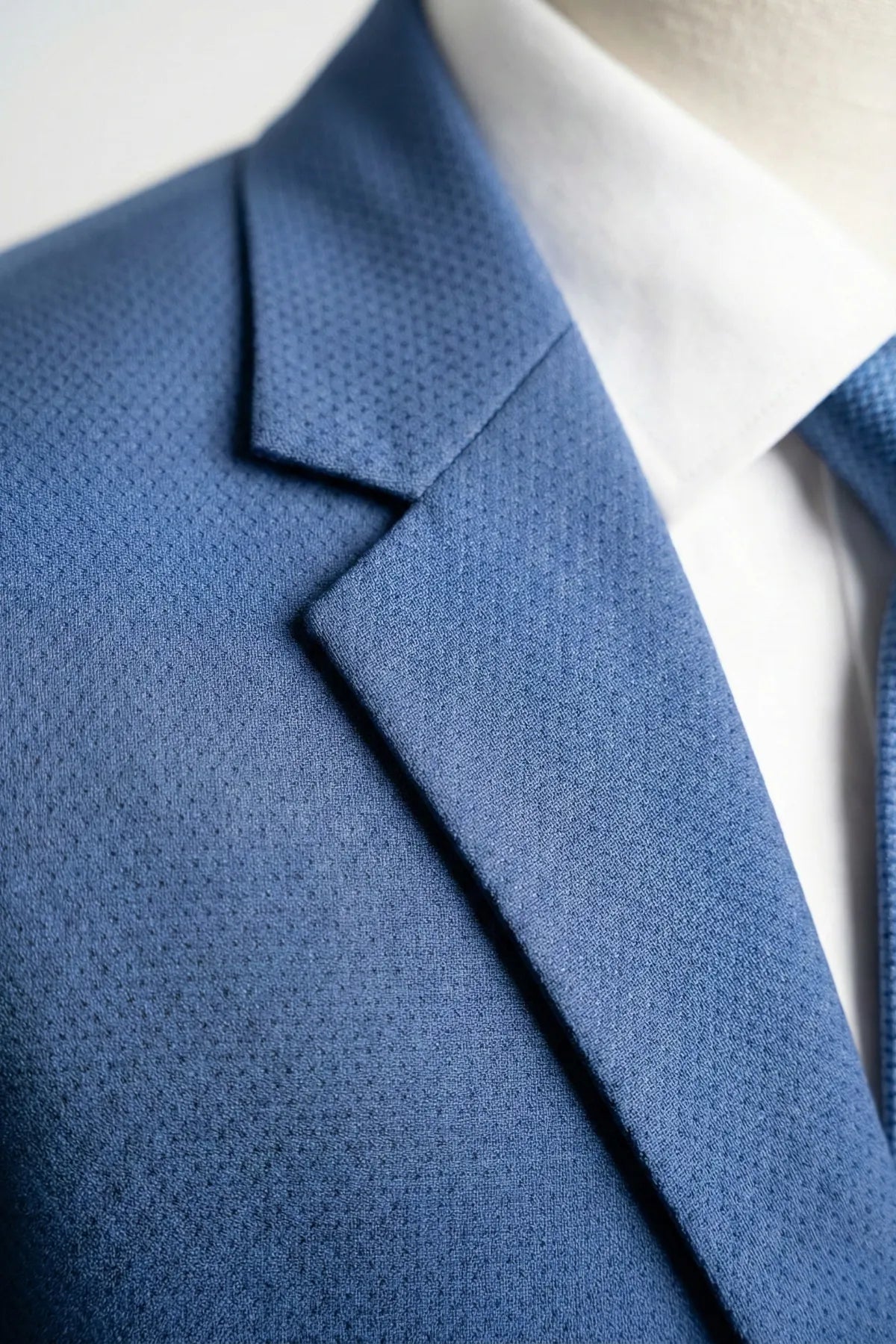 Terno Masculino Poliéster Semi Slim Azul Texturizado