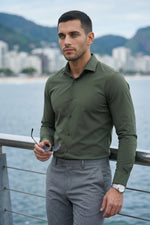 Camisa Social Masculina Tech em Poliamida Stretch