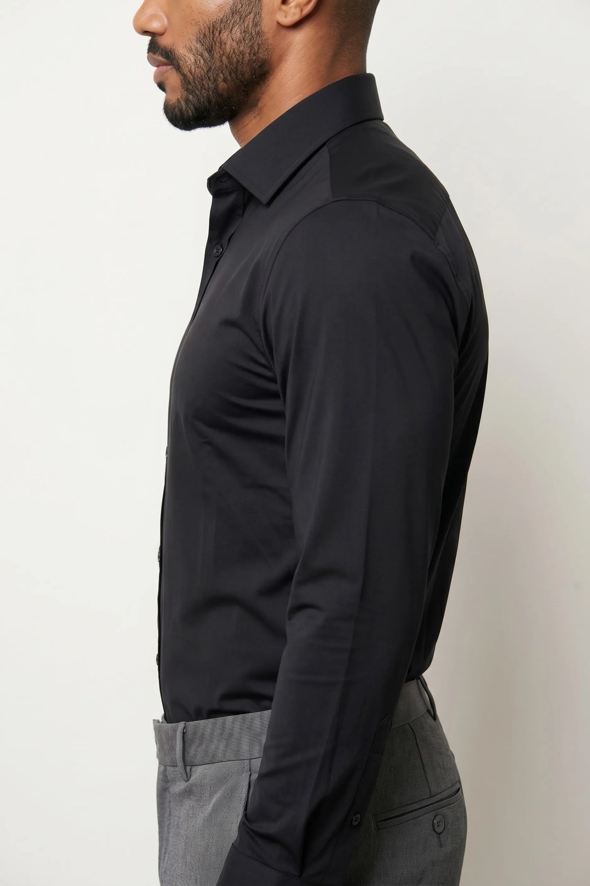 Camisa Social Masculina Slim Poliamida com Elastano