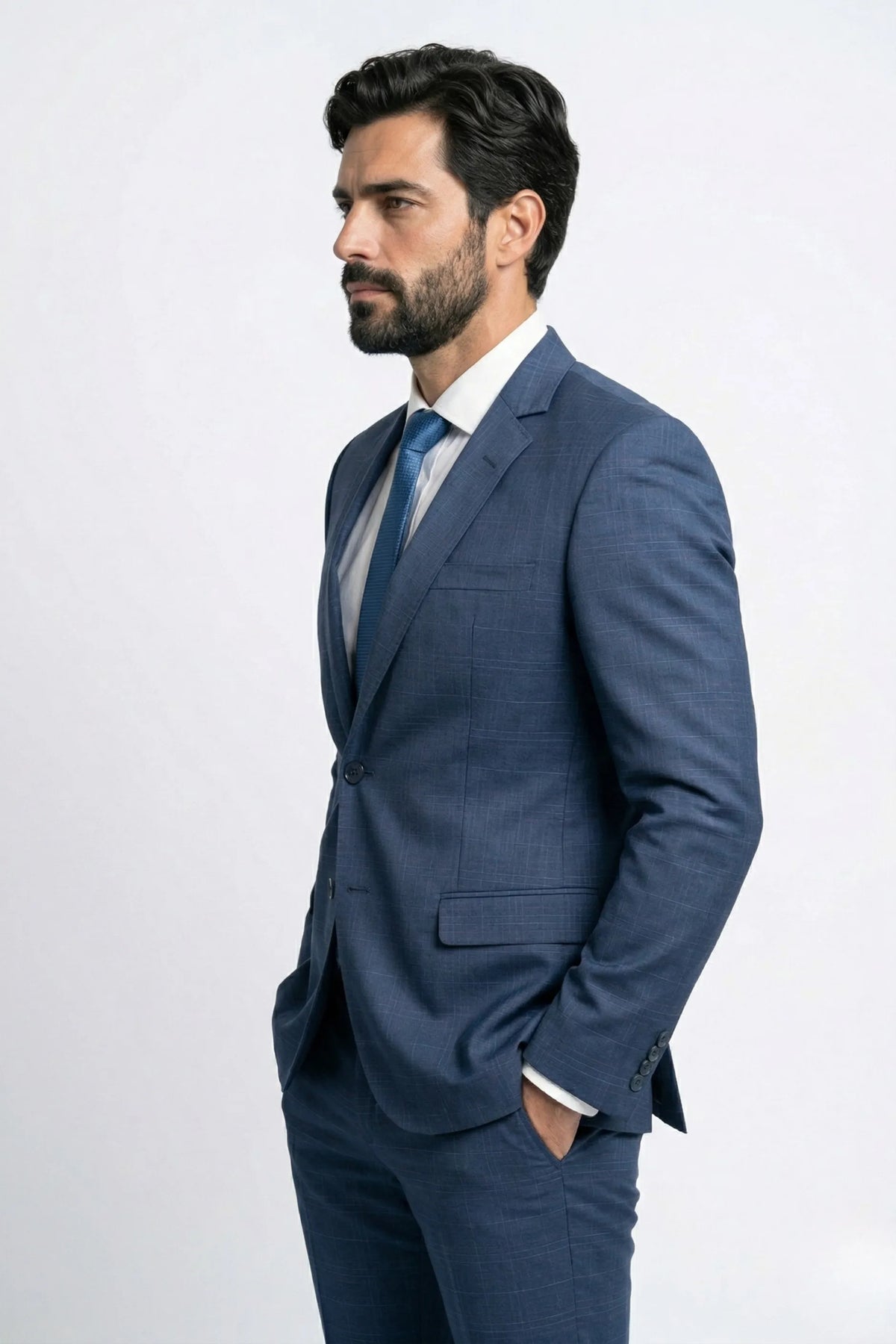 Terno Masculino Poliviscose Semi Slim Firenze Azul Xadrez