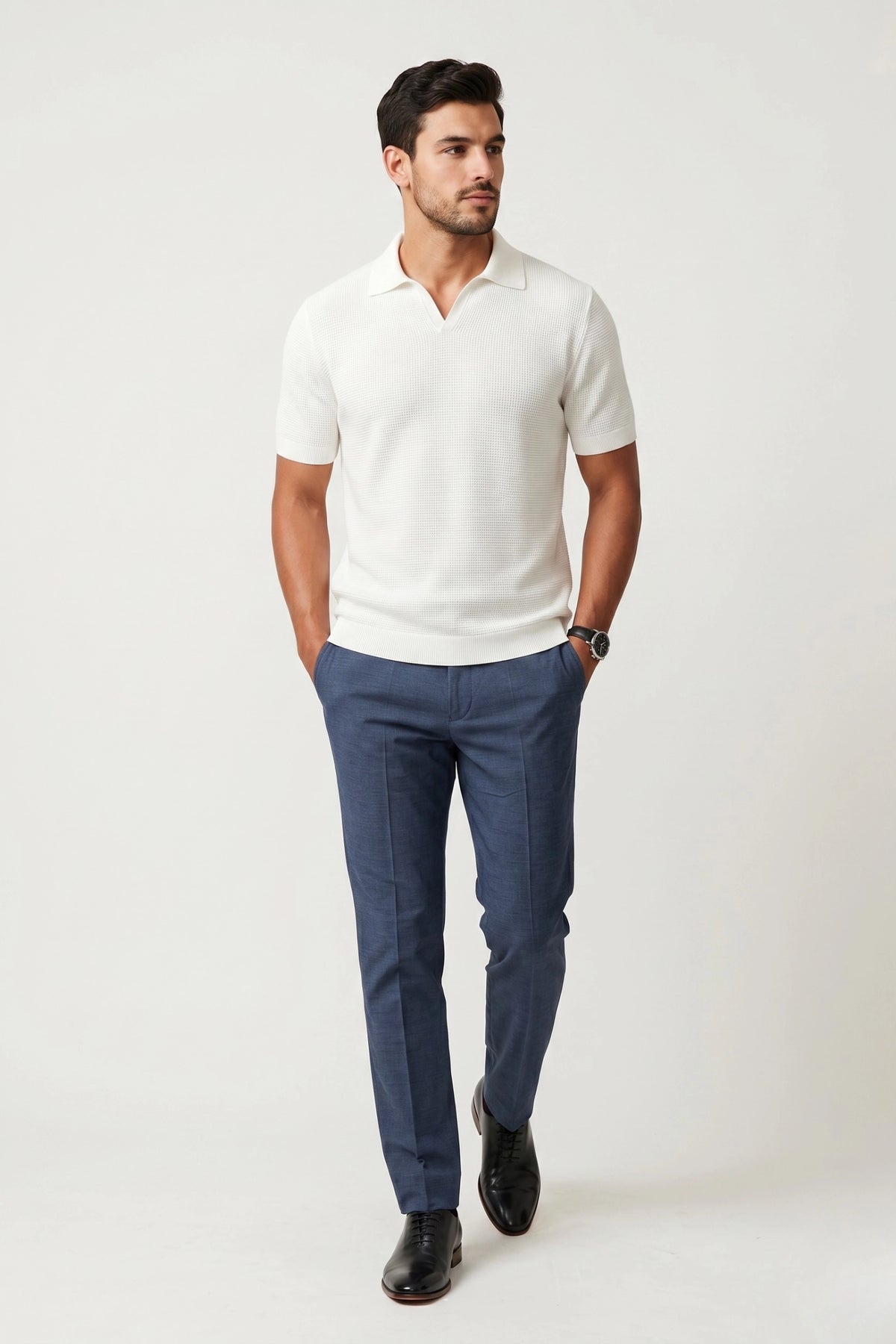 Camisa Polo Masculina Tricot V Textura
