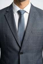 Terno Masculino Poliviscose Semi Slim Cinza Xadrez