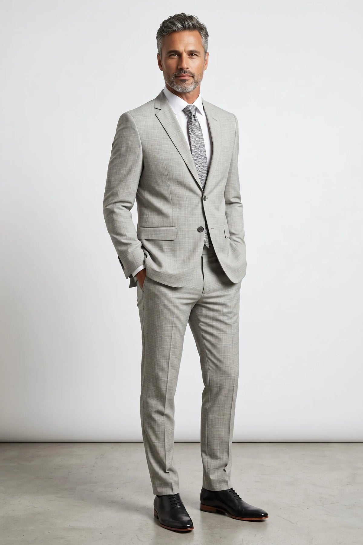 Terno Masculino Poliviscose Cinza Xadrez Sartoria