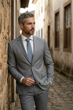 Terno Masculino Poliviscose Semi Slim Cinza Platina