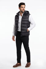 Colete Masculino Puffer Preto com Capuz Removível