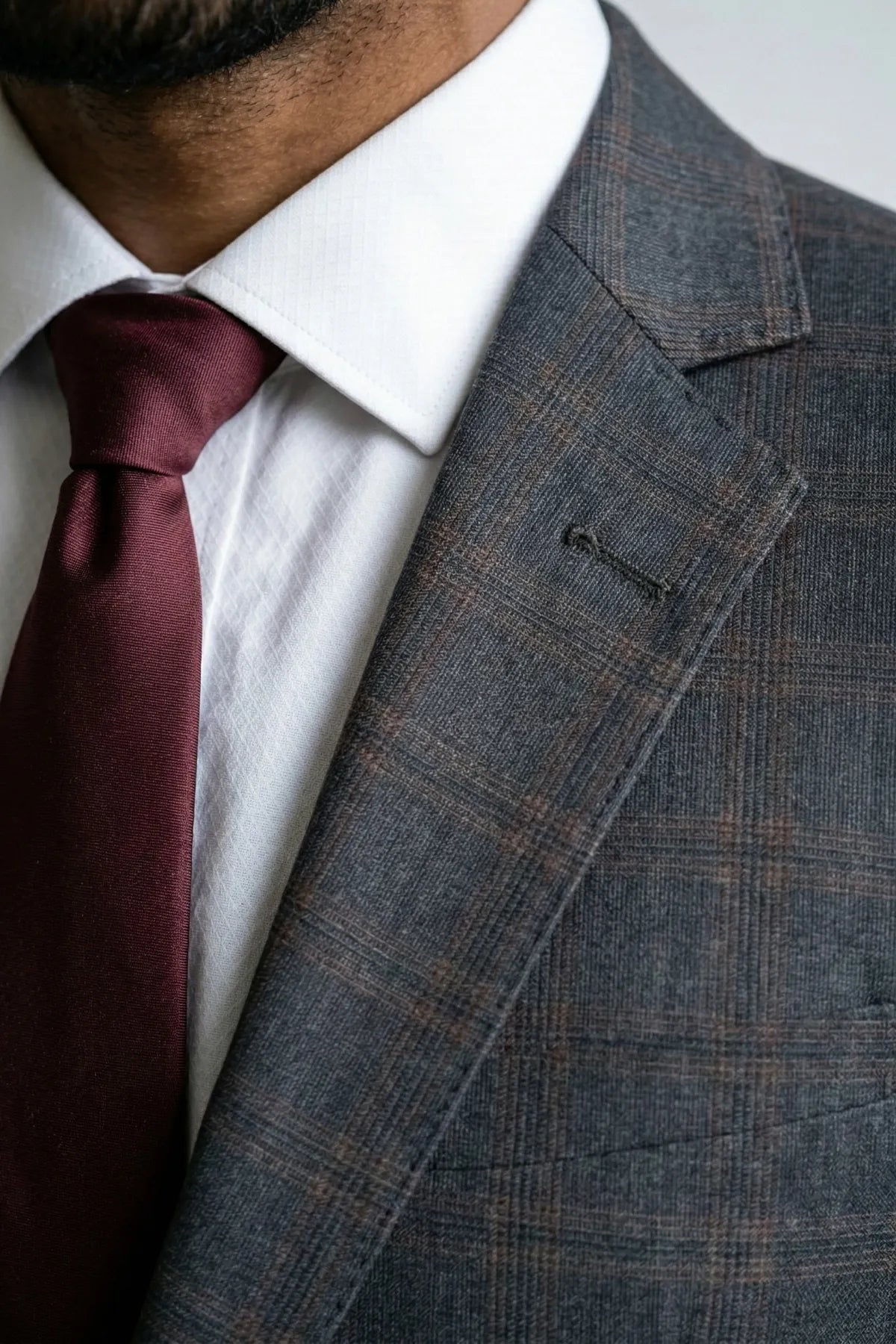 Terno Masculino Grafite Príncipe de Gales Semi Slim