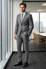 Terno Masculino Poliéster Semi Slim Cinza