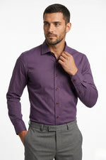 Camisa Social Slim Texturizada em Poliéster e Algodão