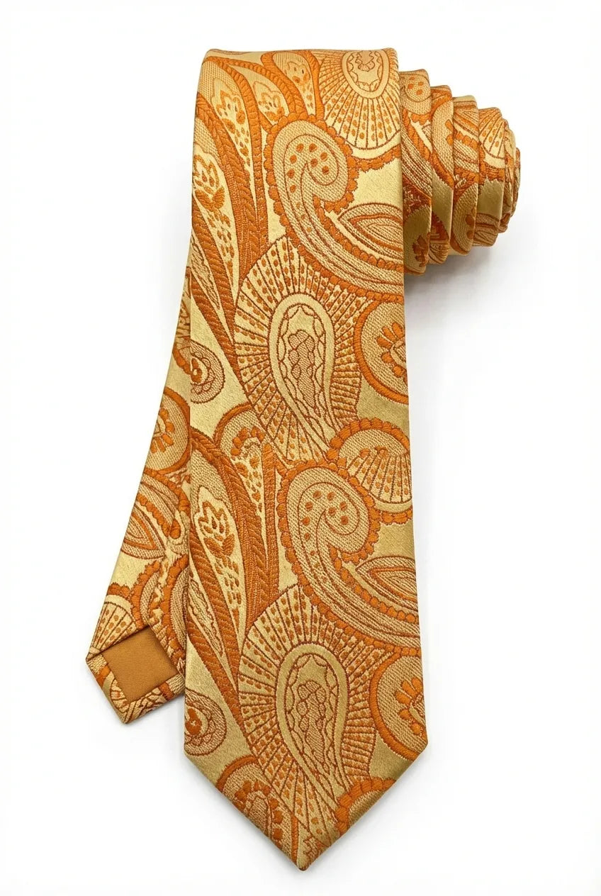 Gravata Masculina Gold Semi Slim Arabesco