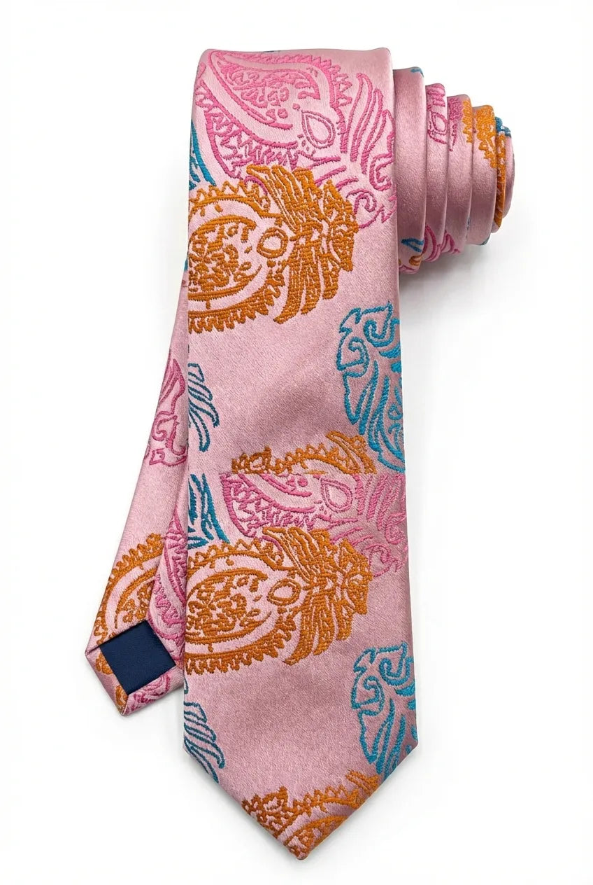 Gravata Masculina Gold Semi Slim Arabesco