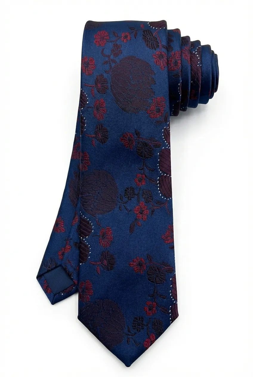 Gravata Masculina Gold Semi Slim Floral