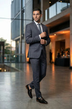 Terno Masculino Poliviscose Semi Slim Cinza Xadrez