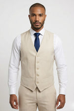 Terno Masculino Poliviscose Semi Slim Bege Riviera