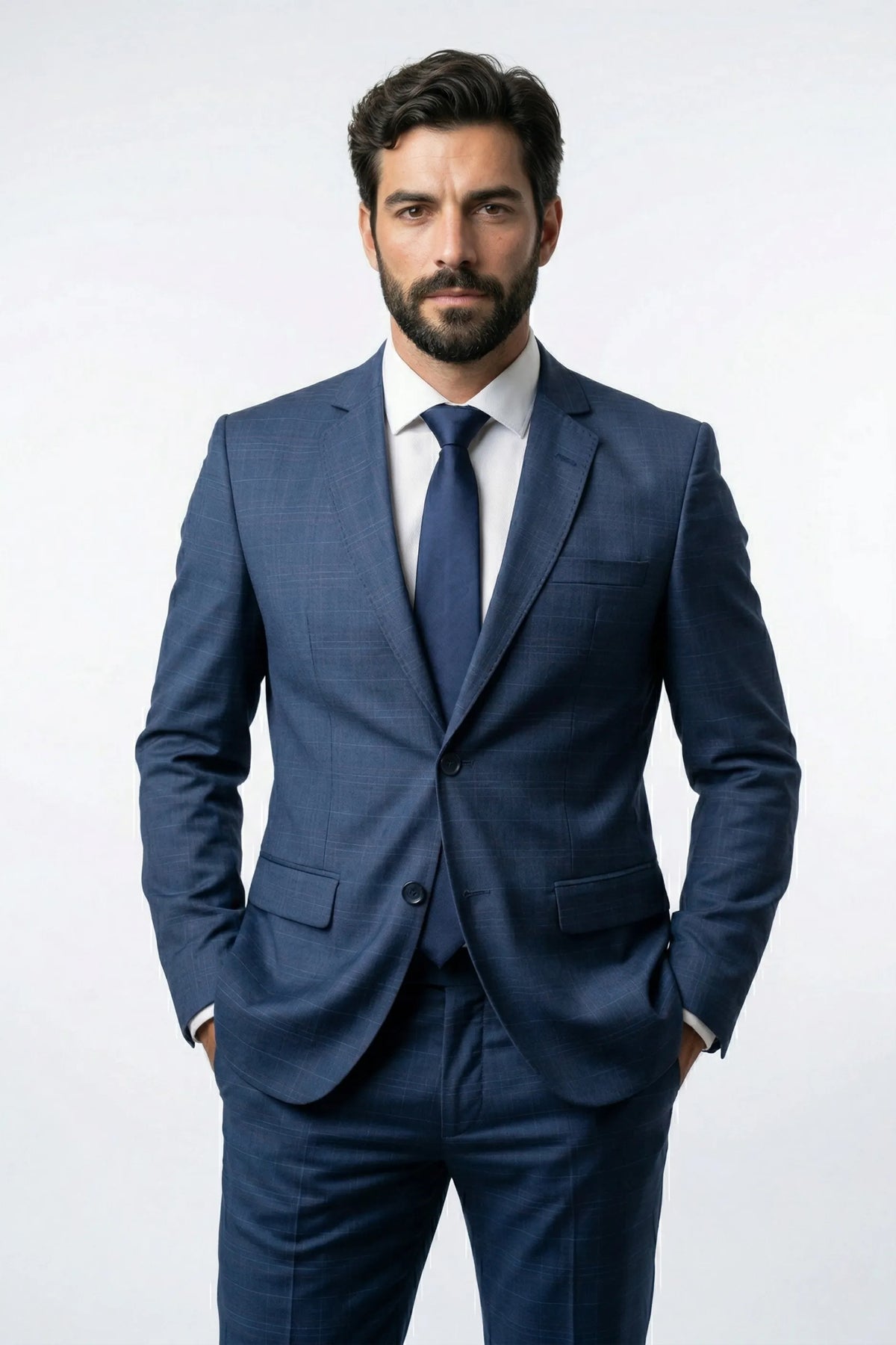 Terno Masculino Poliviscose Semi Slim Firenze Azul Xadrez