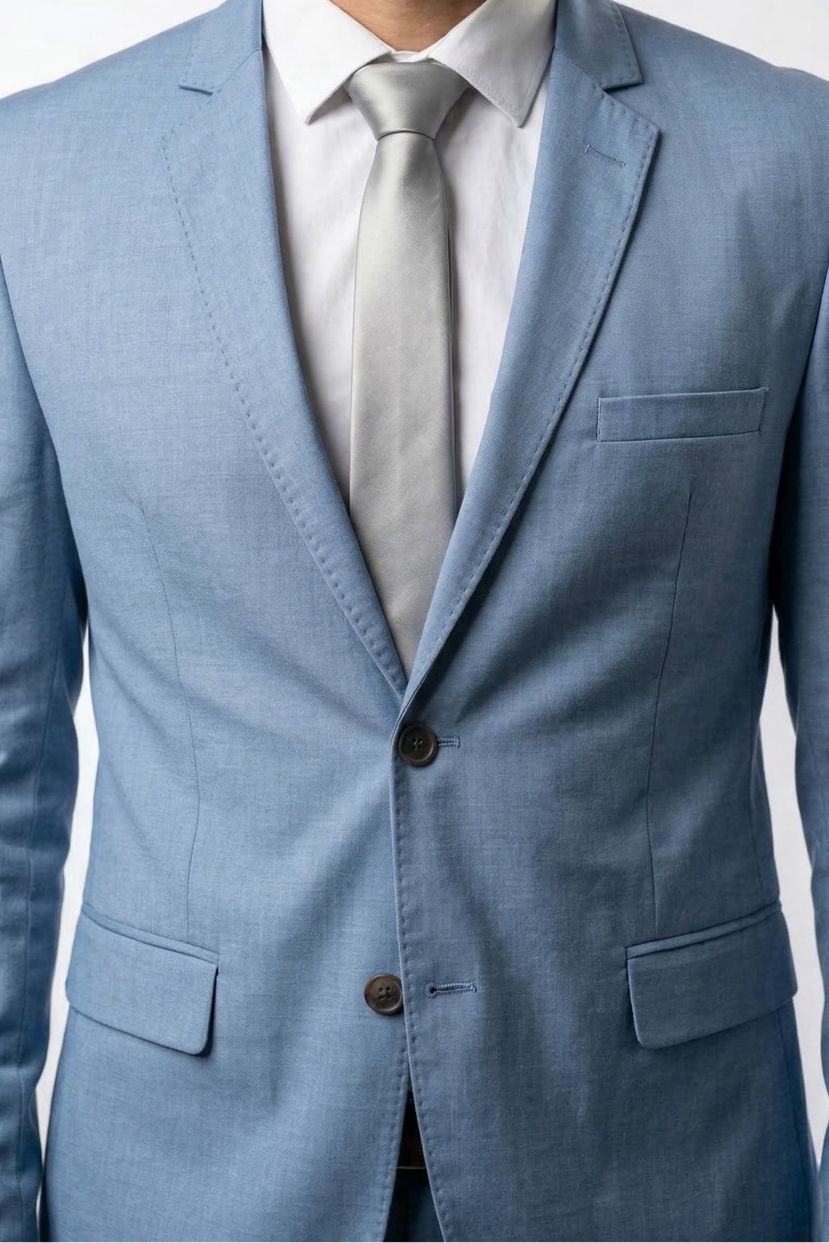 Terno Masculino Poliviscose Semi Slim Azul Claro