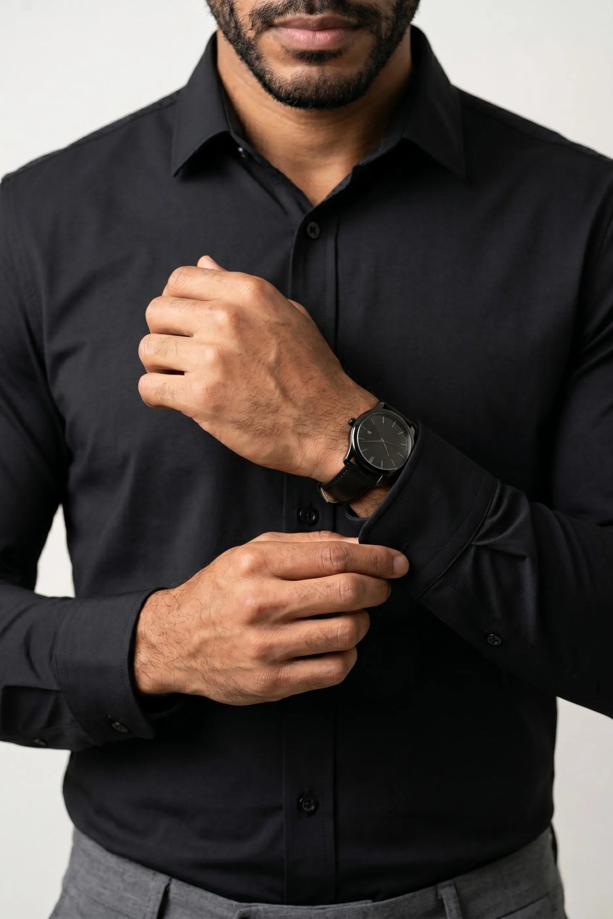 Camisa Social Masculina Slim Poliamida com Elastano