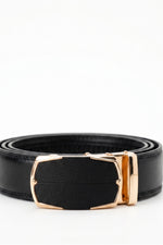 Cinto Masculino Social Fivela Automática Preto com Dourado