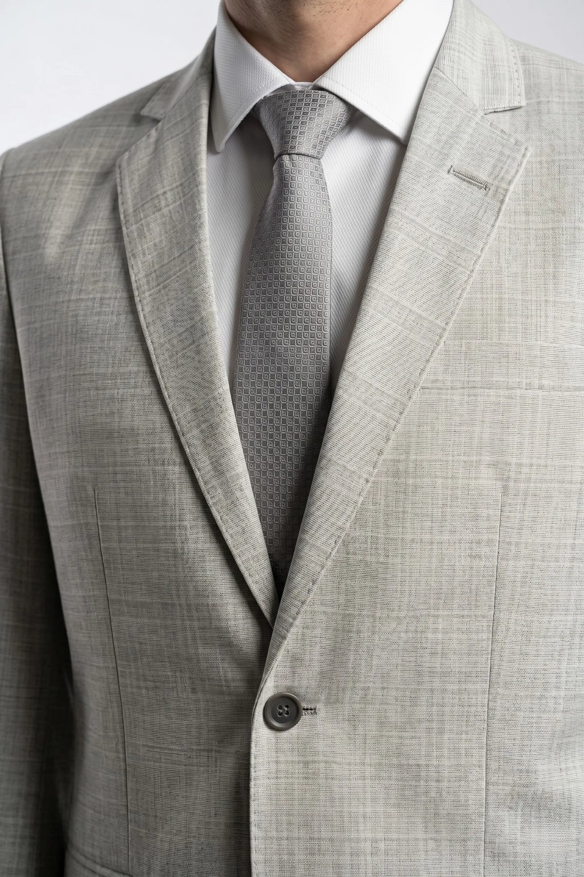 Terno Masculino Poliviscose Cinza Xadrez Sartoria