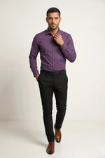 Camisa Social Slim Texturizada em Poliéster e Algodão