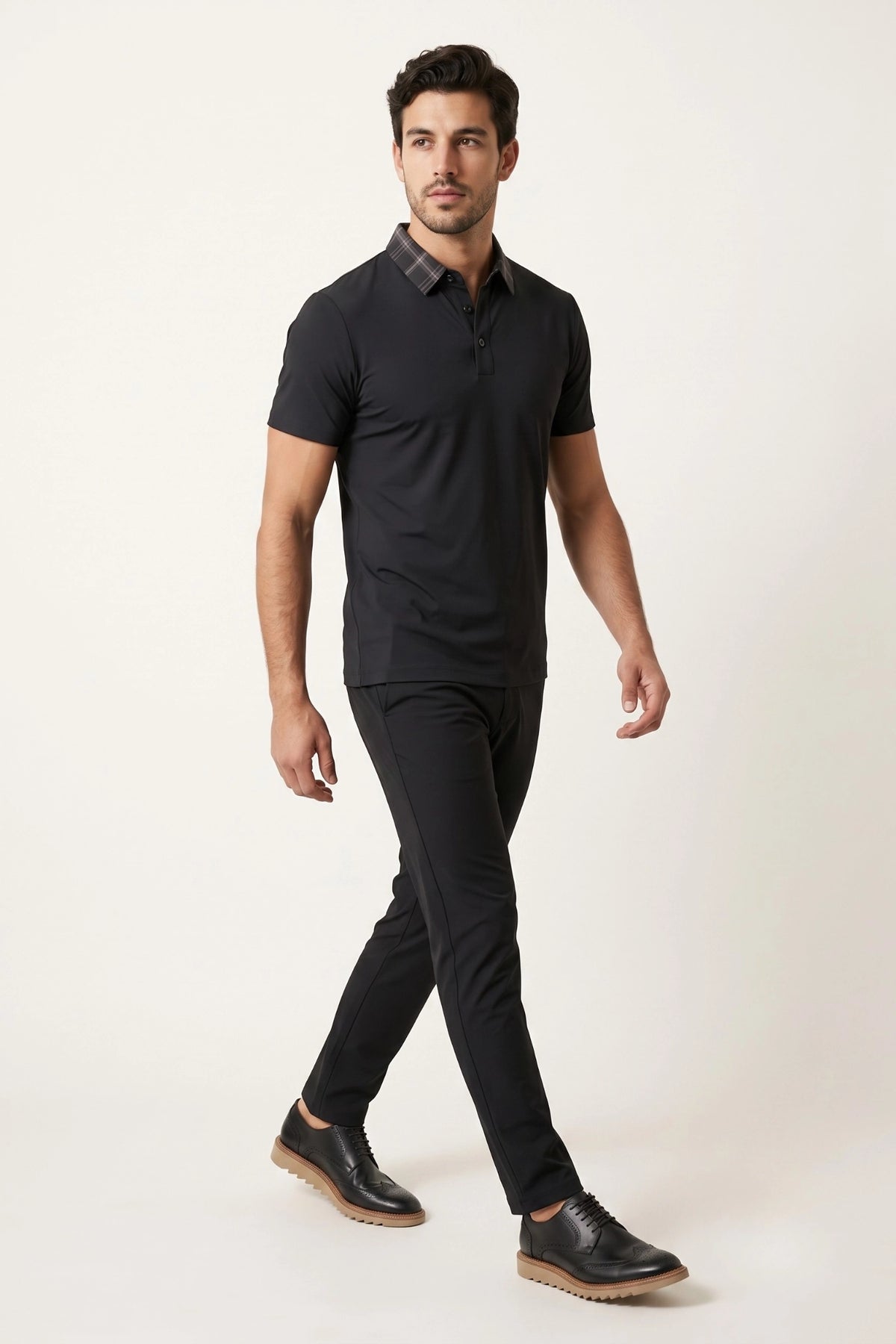Camisa Polo Masculina Tech Slim Gola Xadrez com Elastano