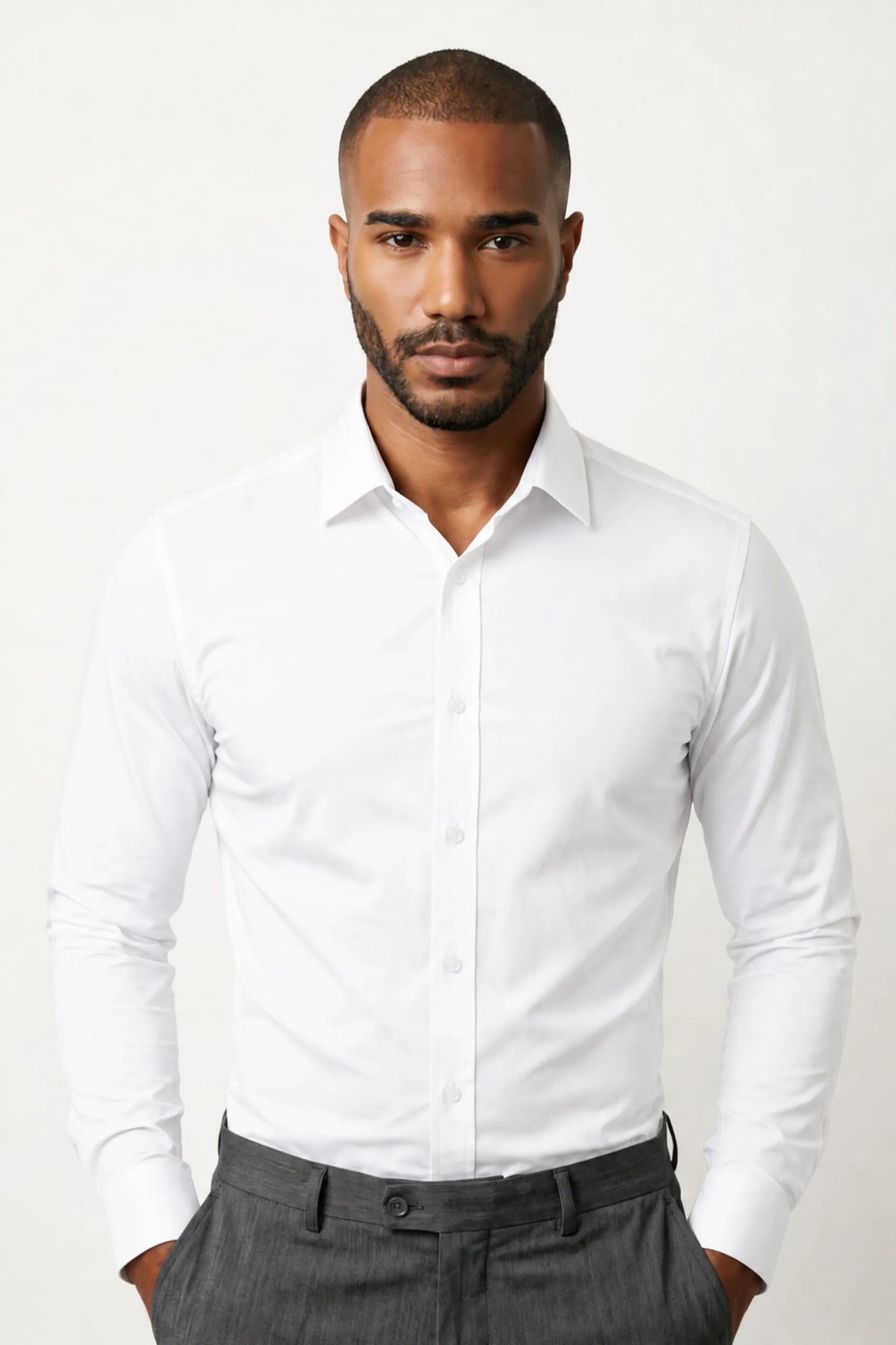 Camisa Social Masculina Slim Poliamida com Elastano
