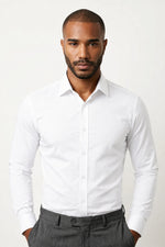 Camisa Social Masculina Slim Poliamida com Elastano