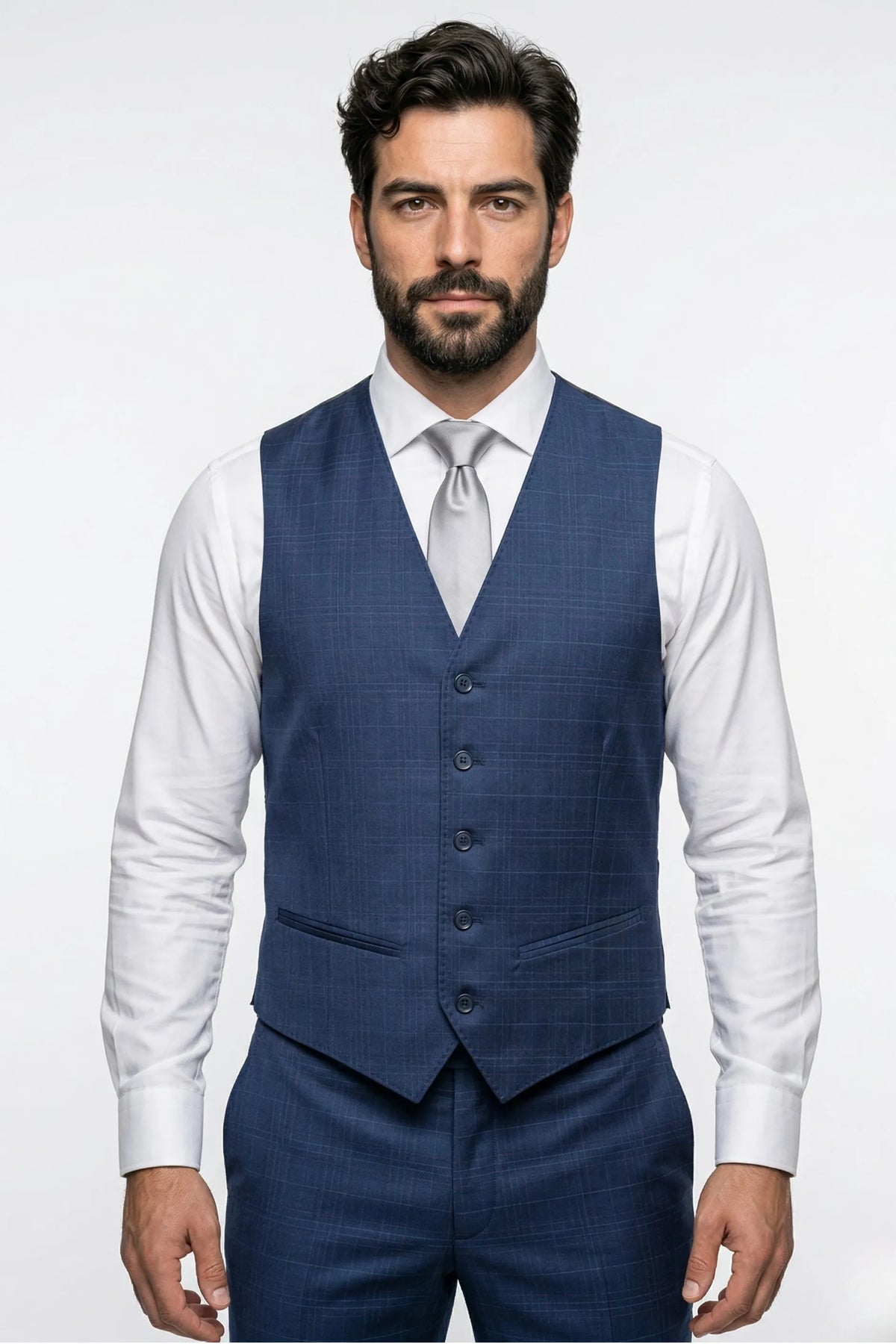 Terno Masculino Poliviscose Semi Slim Firenze Azul Xadrez