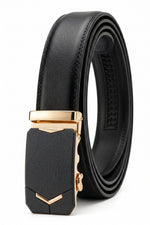 Cinto Masculino Social Fivela Automática Preto com Dourado