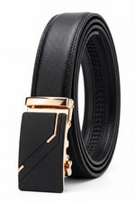 Cinto Masculino Social Fivela Automática Preto com Dourado