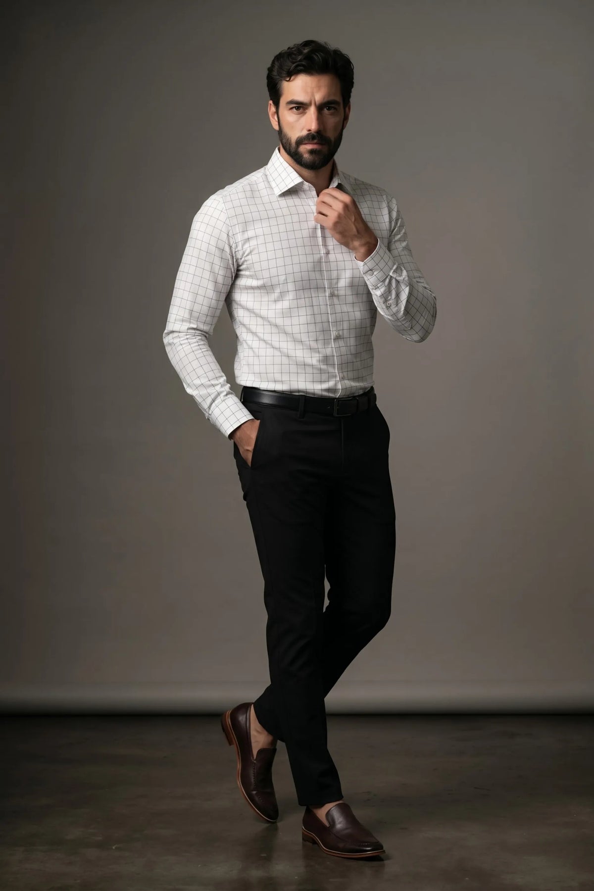 Camisa Social Masculina Xadrez Tradicional Grid