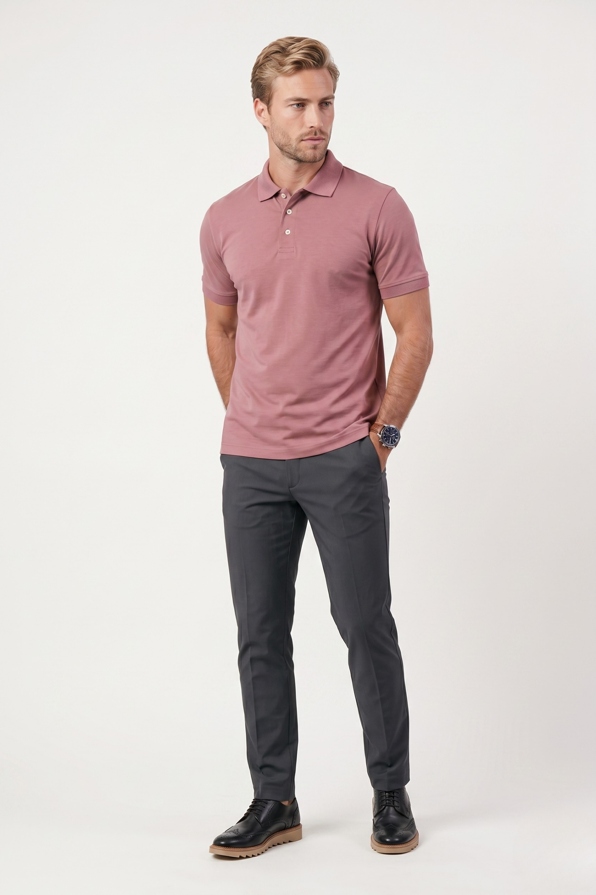 Camisa Polo em Algodão Pima com Elastano