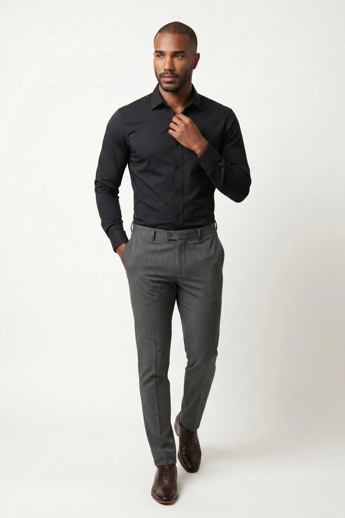 Camisa Social Masculina Slim Poliamida com Elastano