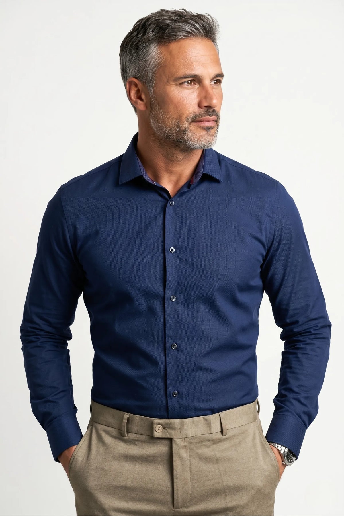 Camisa Social Slim Fit em Algodão Premium