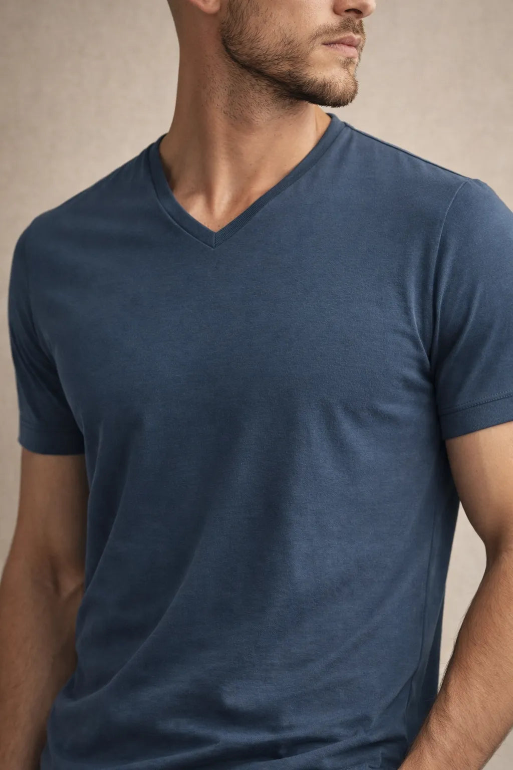 Camiseta Masculina Gola V em Algodão Egípcio Clássica