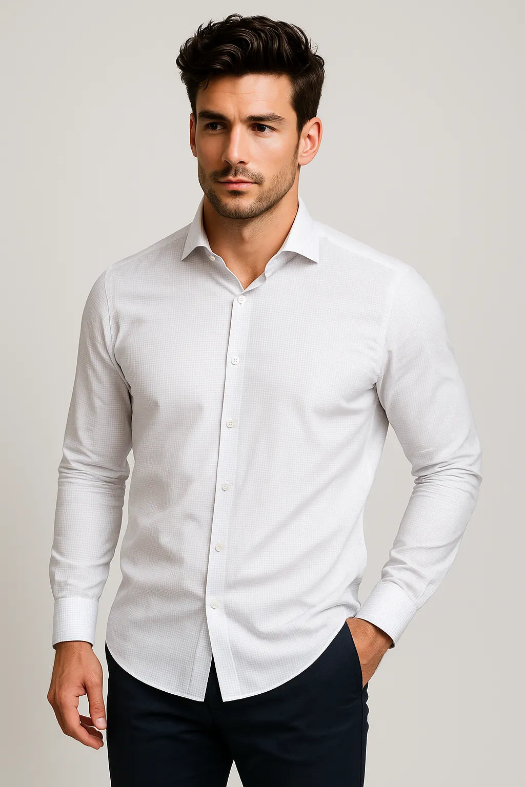 Camisa Social Slim Fit em Algodão Egípcio