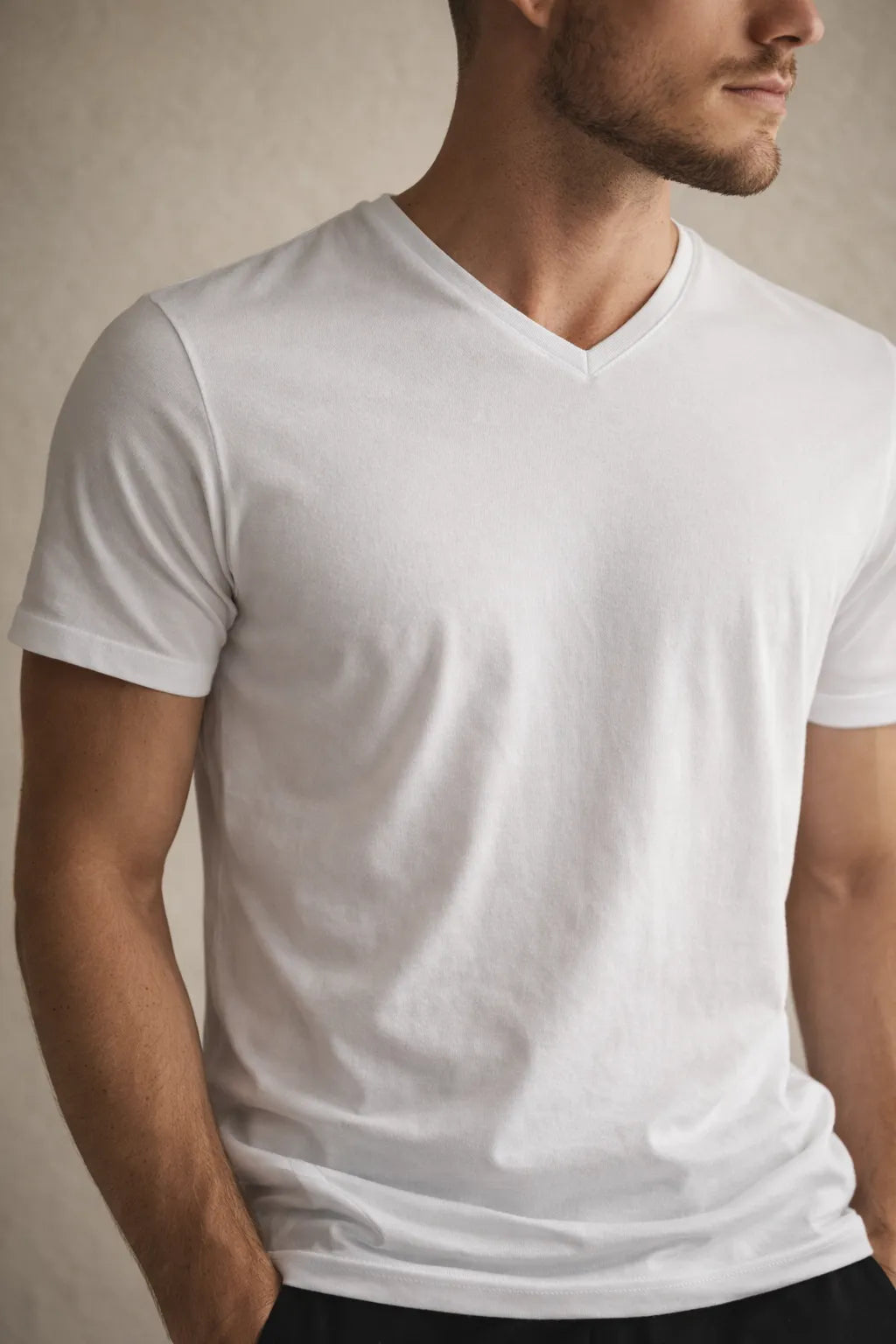 Camiseta Masculina Gola V em Algodão Egípcio Clássica