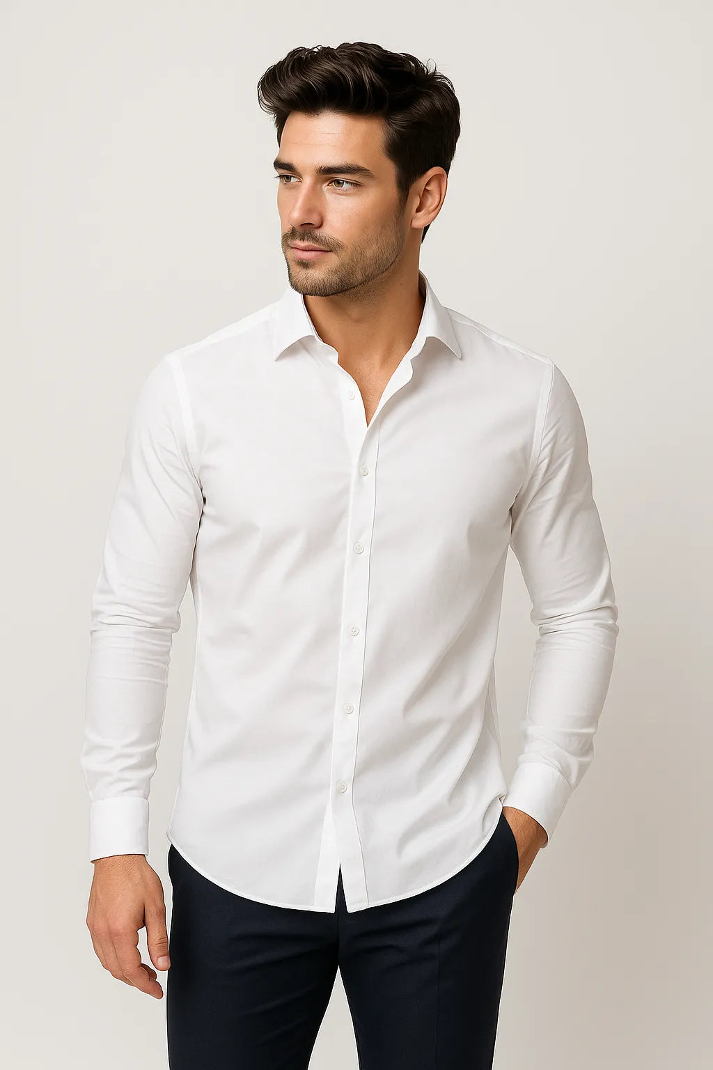Camisa Social Slim Fit em Algodão Egípcio